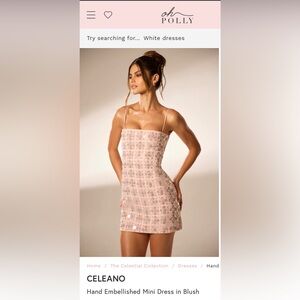 Oh Polly Hand Embellished Mini Dress in Blush
